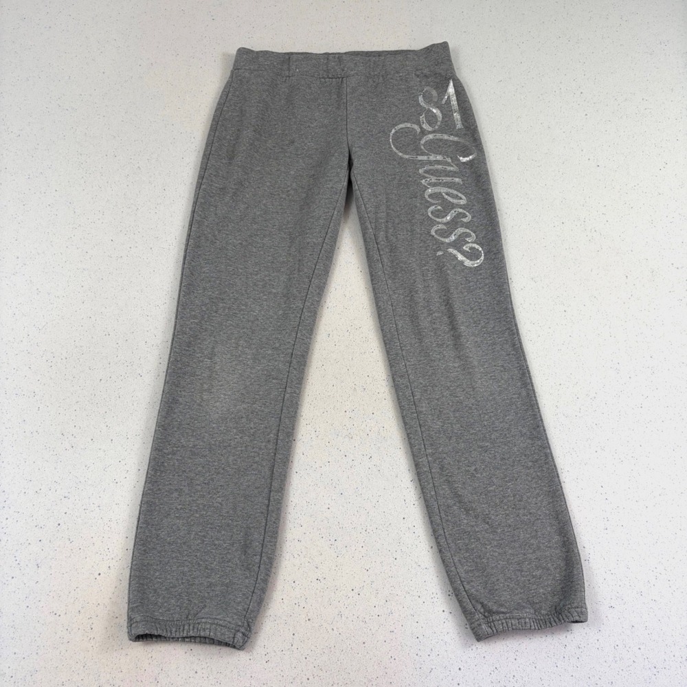 GUESS Grey Since 1981 Silver Glitter Logo Joggers Softgirl Y2K‎ Size Small